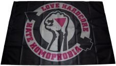 Fahne "Love hardcore - hate homophobia"